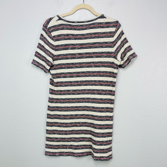 MADEWELL Ribbed Knit Striped Mini T Shirt style Casual Dress - Picture 5 of 7